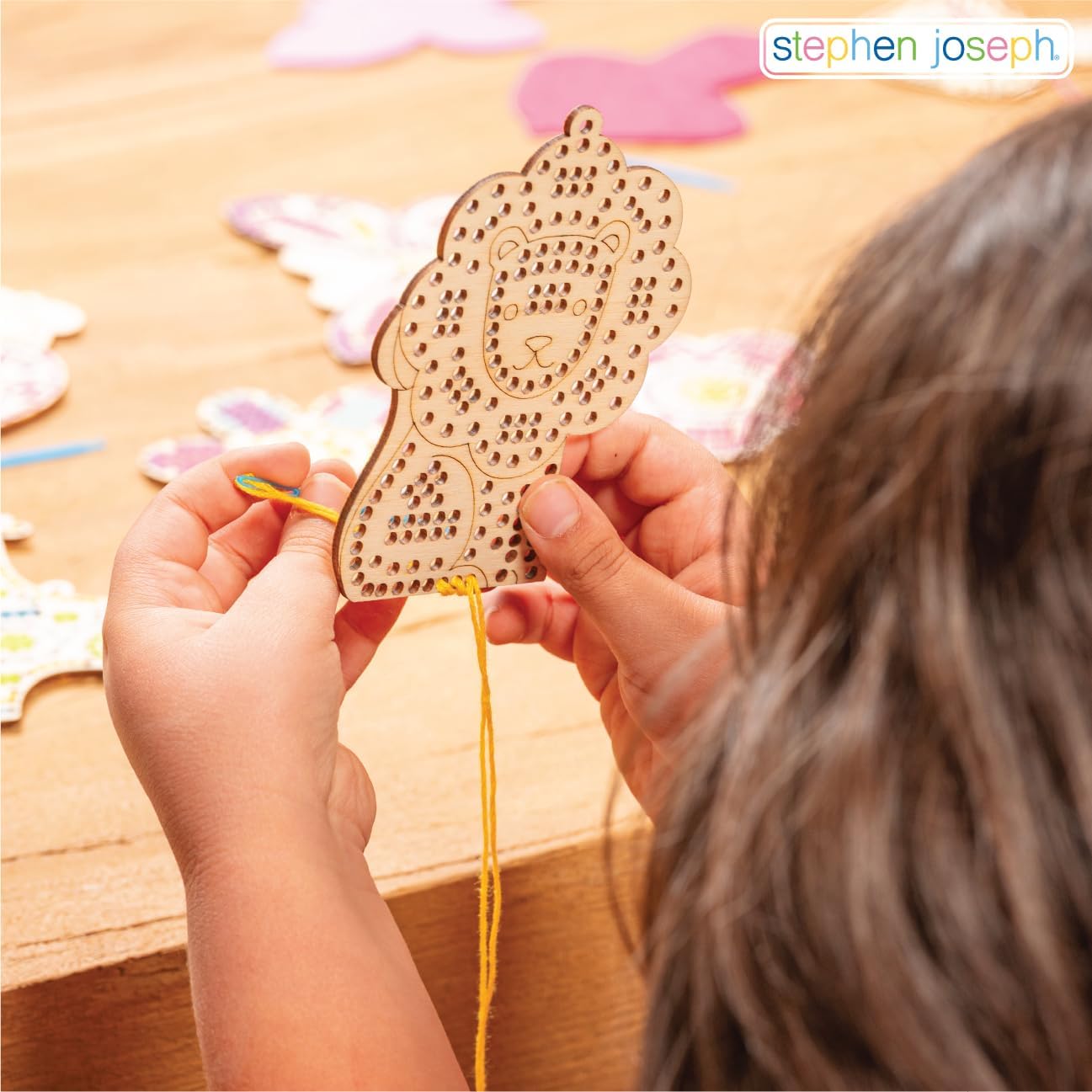 Stephen Joseph, Set of 4 Wooden Lacing Cards - Gifts for Girls Boys - Craft Activities Party Supplies for Toddler Kids, Garden