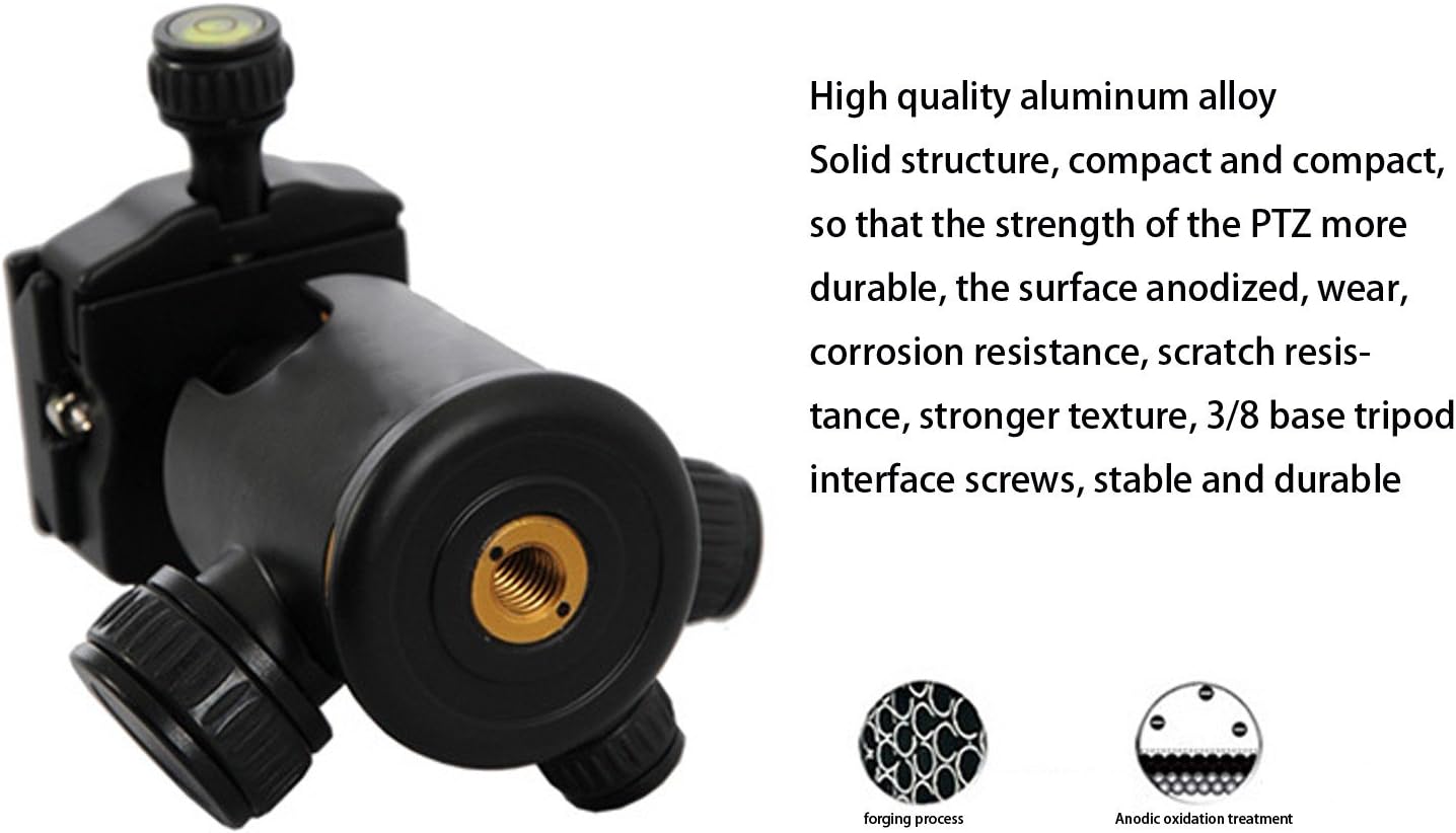 EXMAX® Panoramic Aluminum Alloy Metal Heavy Duty 360 ° Rotating Ball Head with 1/4 inch Quick Shoe Plate and Bubble Level,up to 22.04 pounds/10 kilograms,for Tripod,DSLR Camera,Digital Camera