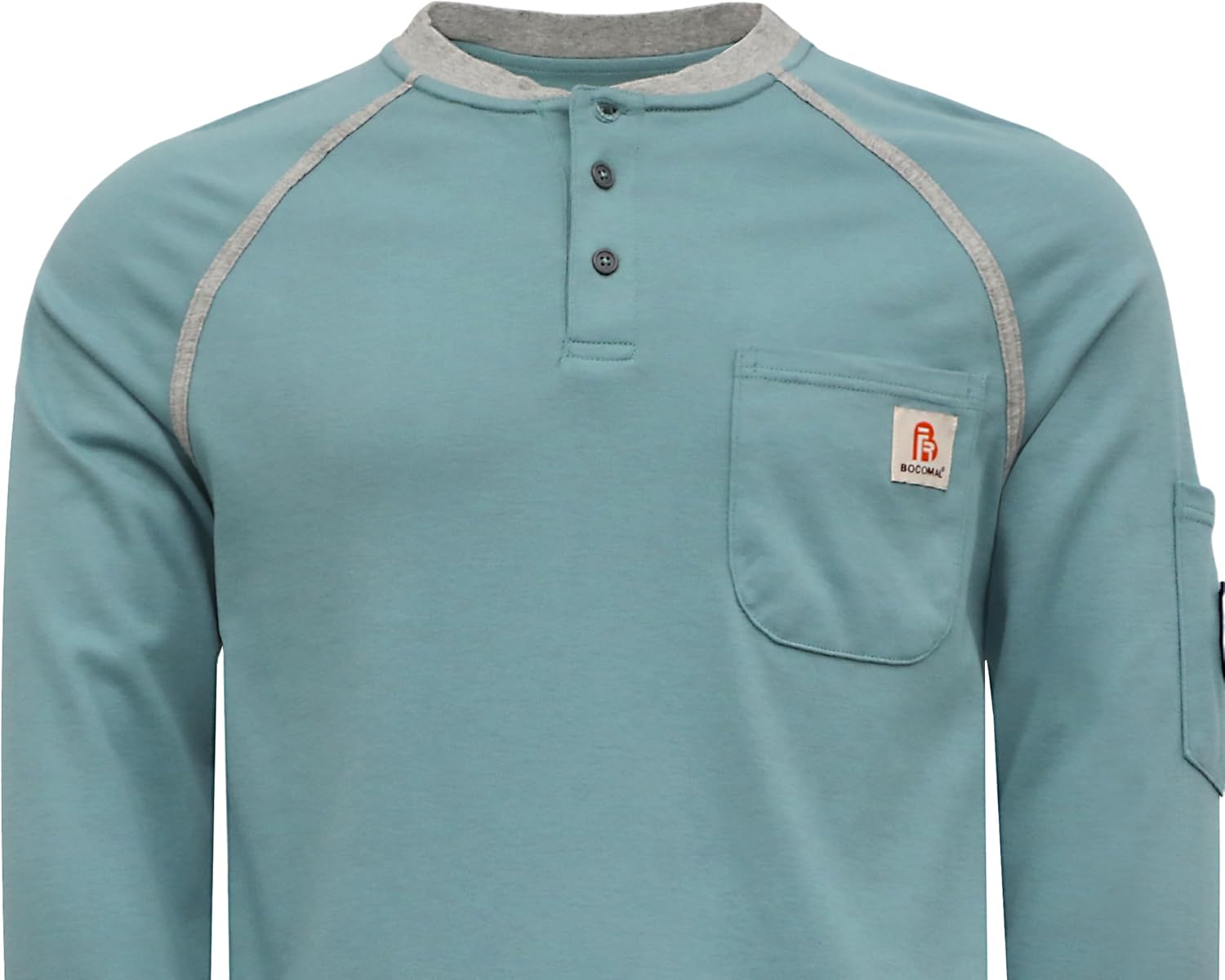 BOCOMAL FR Shirts for Men 5.5oz Lightweight Henley Flame Resistant Clothing