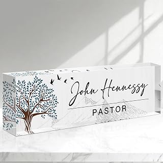 Pastor Appreciation Gifts, Name Plate for Desk Personalized, Custom Desk Name Plate, Thank You Pastor Gifts for Women Men Pastor's Wife, Religious Christian Desk Decor Pastor Gift Ideas[A25]