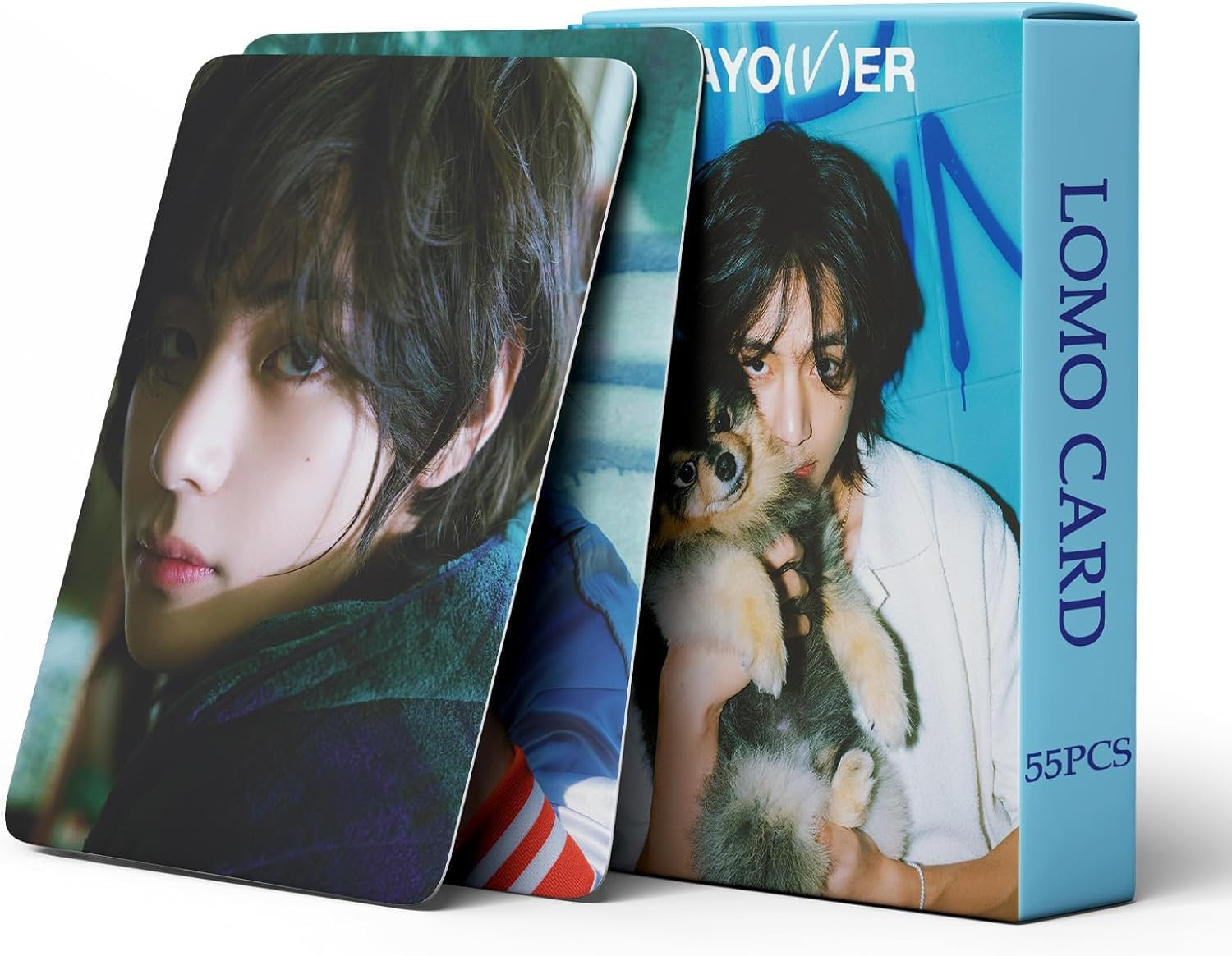 Careflection V Photocard 55pcs Holographic Layover Photo Card Kpop Tae Hyung Lomo Card Album Postcard Bangtan Boys Gift for Fans Daughter V Merch