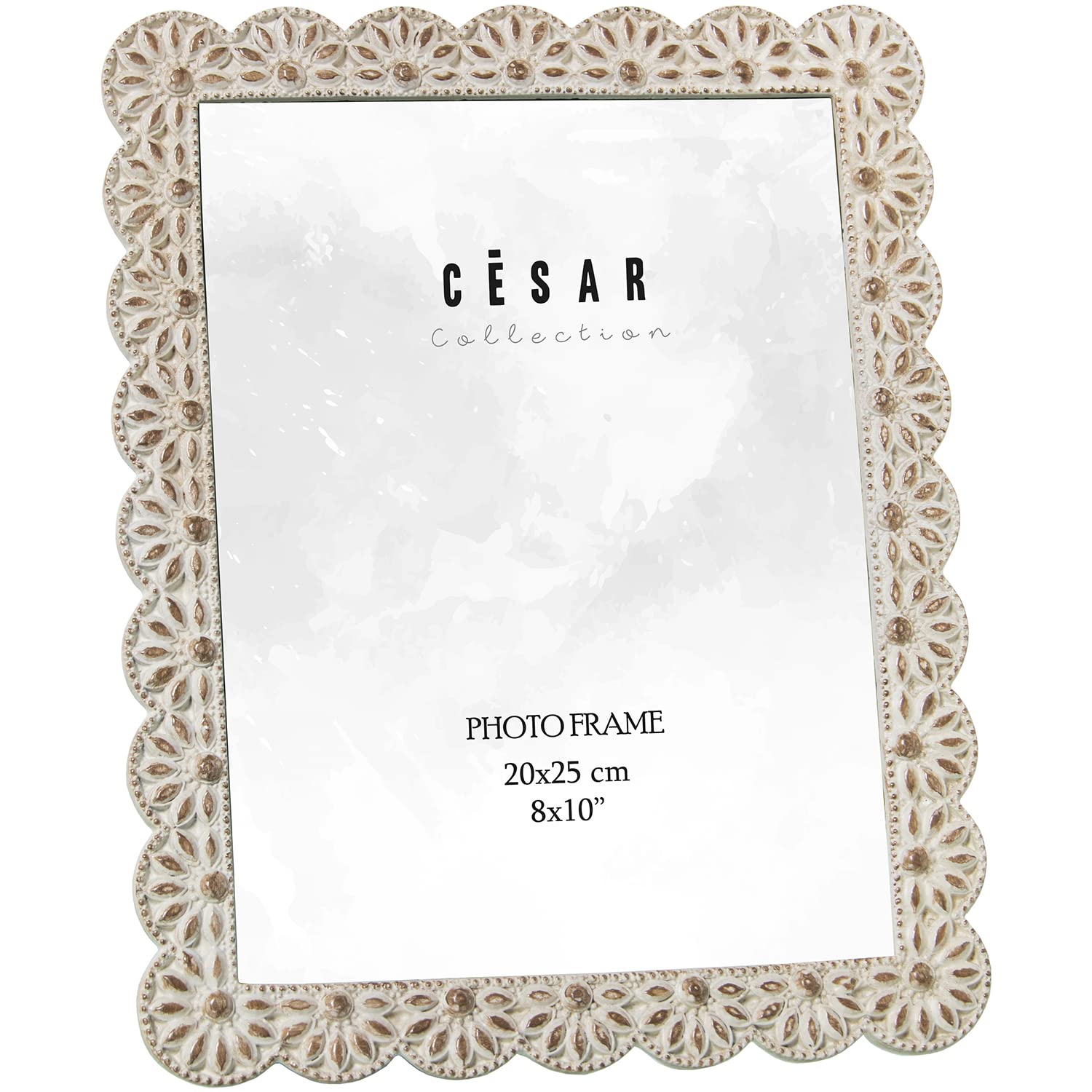 Photo Frame Resin 20 x 25 cm White Envejecido EXT: 23.5 x 1.2 x 28.5 cm