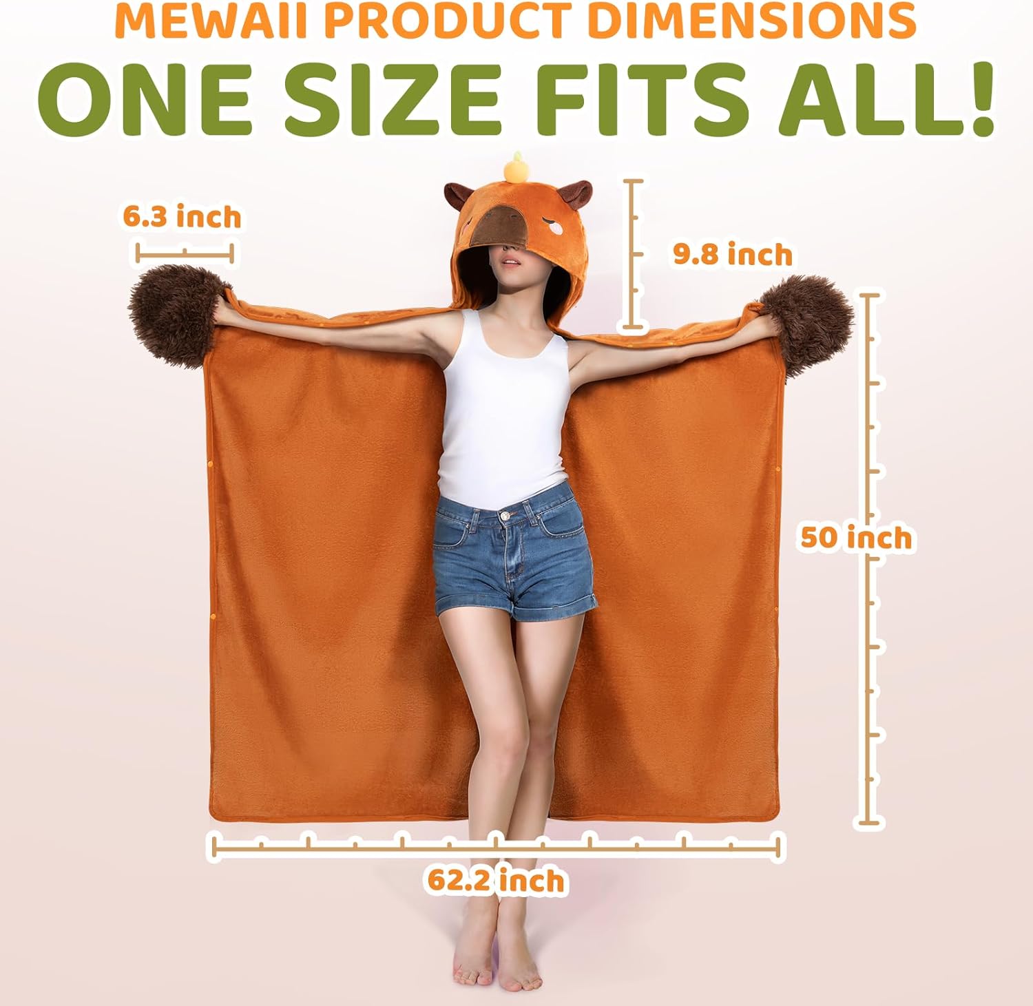 Ultimate Softness Capybara Wearable Blanket Hoodie – Expertly Designed for American Body,Full Coverage with Easy Movement,Oversized Warm and Cozy Flannel Blanket,Capybara Gift for Adult