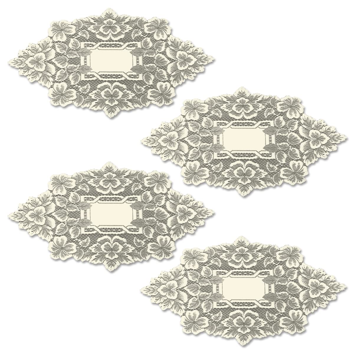 12 x 20 in. Heirloom Doily - Ecru - Set of 4