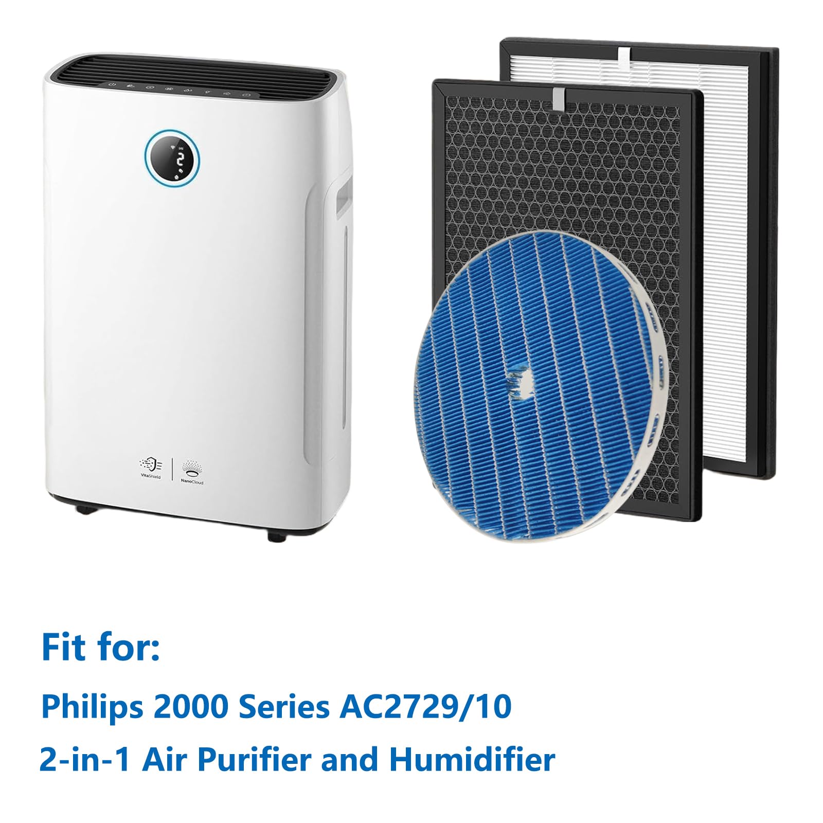 FY1413 FY1410 FY2425 Ersatzfilter für Philips 2000 2000i Series AC2729/10 2-in-1 Luftreiniger und Luftbefeuchter Ersatz HEPA Filter Befeuchtungselement FY1410/30 FY1413/30 FY2425/30