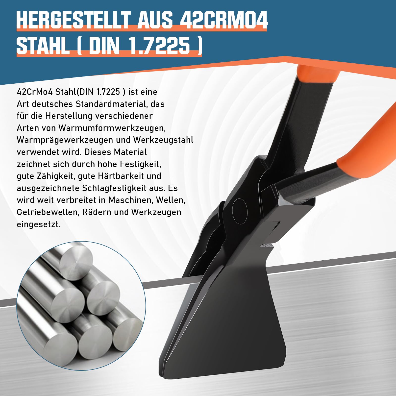 Set di 3 pinze pieghevoli con scatola 42CrMo4 in acciaio | 45°, 90°, 180°, L-280 mm, HRC 45, pinze pieghevoli, pinza per lamiera, set di pinze idrauliche per il fai da te