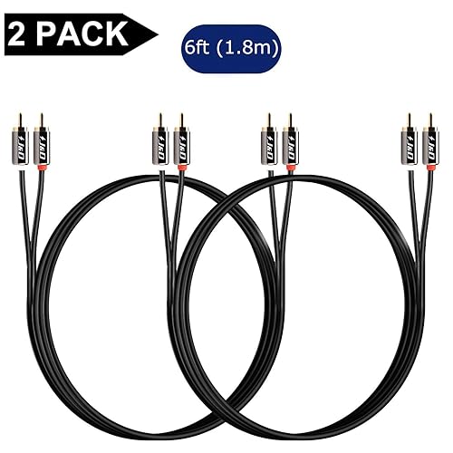 Miniatura 8 de J&D Cable RCA, (paquete de 2) cables de audio RCA chapados en oro, carcasa de cobre 2RCA macho a 2RCA macho cable de audio estéreo, 6 pies