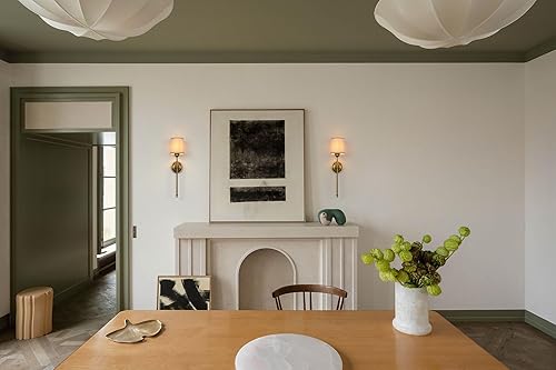 Miniatura 7 de Aplique de pared con acabado antiguo con pantalla de tela de lino, E26 con cable para interiores, lámpara de pared de 1 luz para sala de estar,