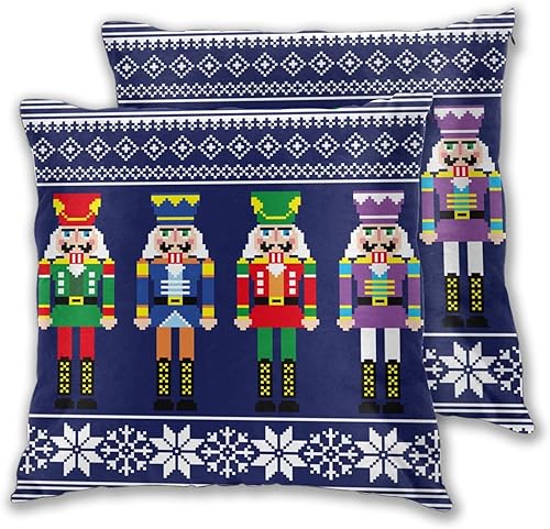 Miniatura 9 de Fiokroo Cascanueces - Juego de 2 fundas de almohada cuadradas para sofá, dormitorio, sala de estar, automóvil, 16 x 16 pulgadas