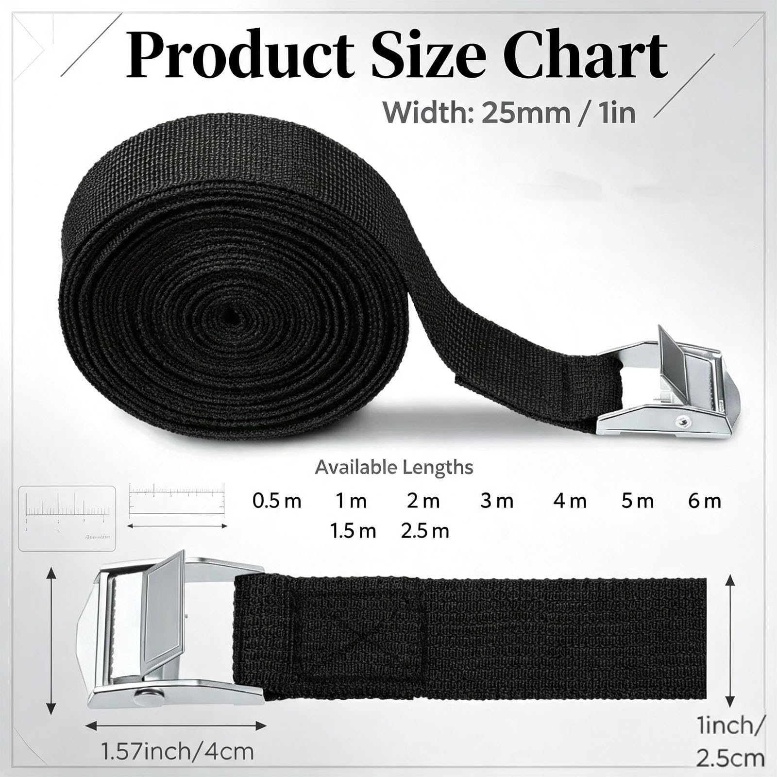 Lot de 6 sangles d'arrimage avec boucle de serrage de 1 m, sangles de