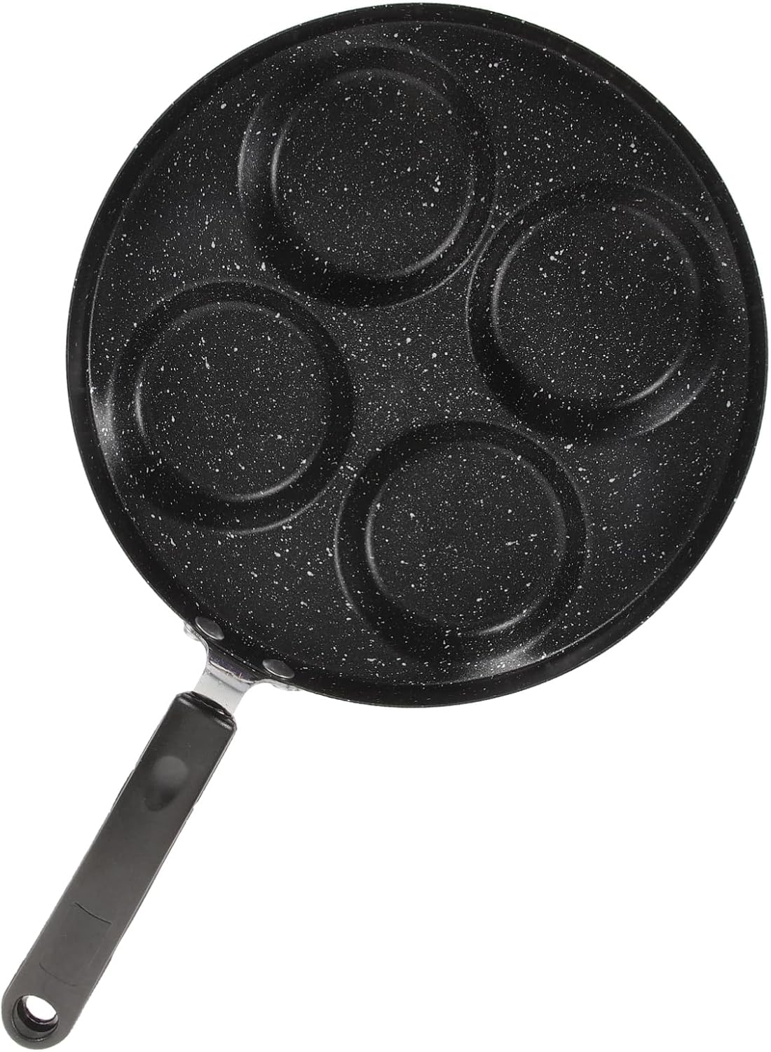 1pc Nonstick Fried Egg Pan Compartments for Cooking Omelettes Pancakes and Eggs for People Heat Resistant Long Handle Energy Saving Kitchen Gadget Black