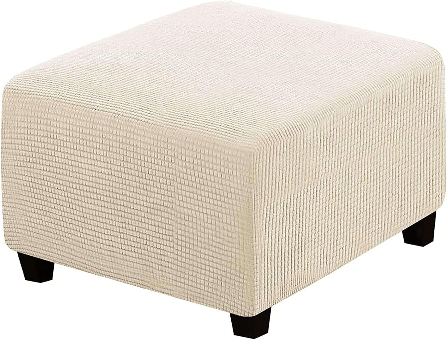 Konsilsa Square Ottoman Covers, Jacquard Stretch Ottoman Slipcover Footstool Protector Folding Footrest Covers with Elastic Bottom Furniture Protector for Living Room (Color : D, Size : Square)