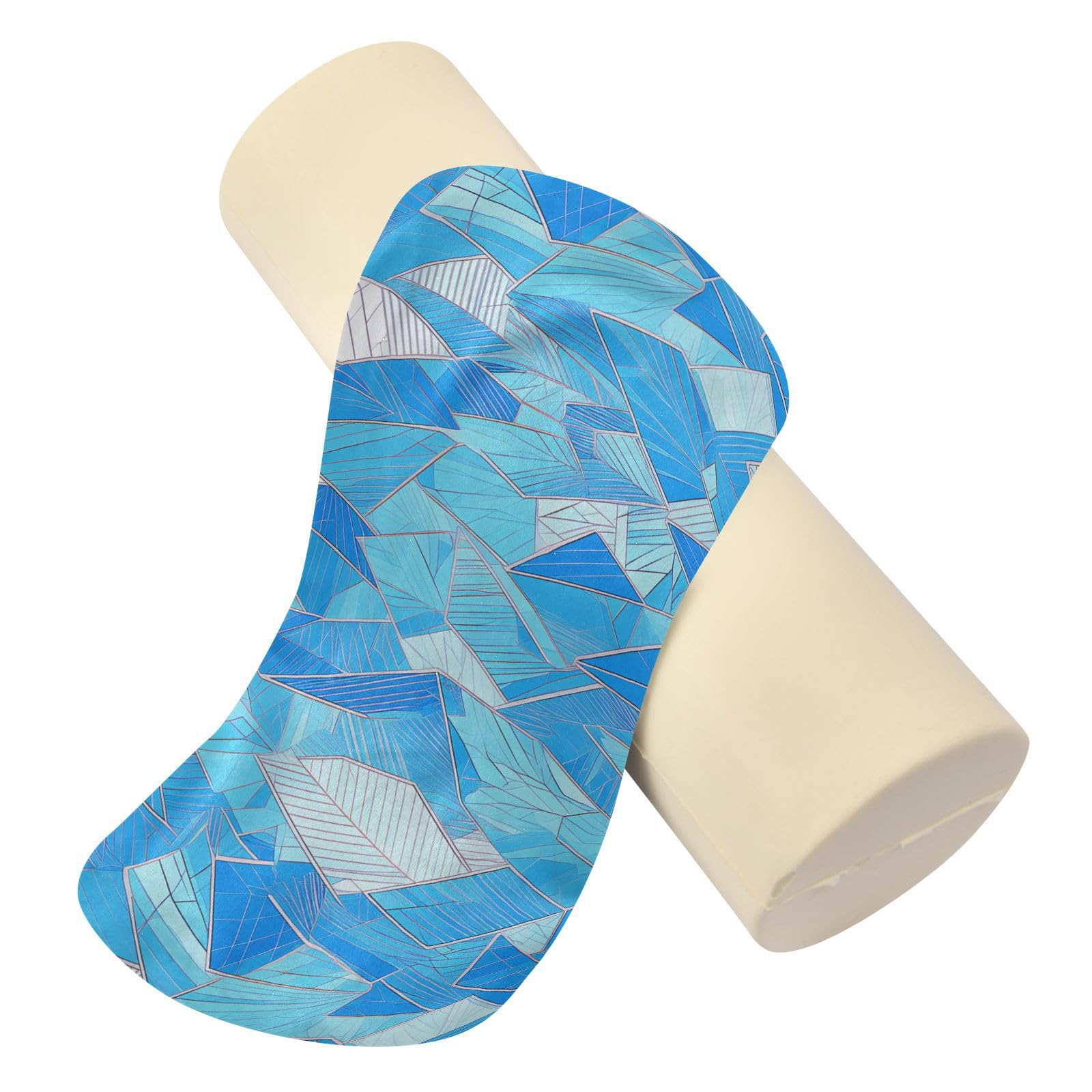 miaozhen Delicate Cartoon Crstal Blue Gold Round Cylinder Pillow Neck Roll Pillows for Pain Relief cojines para sala 5.5''x17''