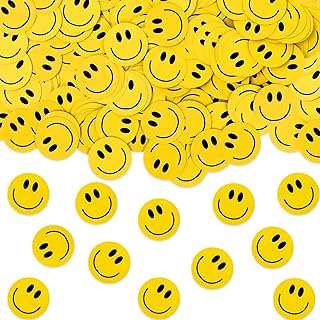 300Pcs One Day Dude Party Table Confetti Happy Yellow Smile Face Confetti Round Table Centerpiece for Birthday Baby Shower Party Decoration