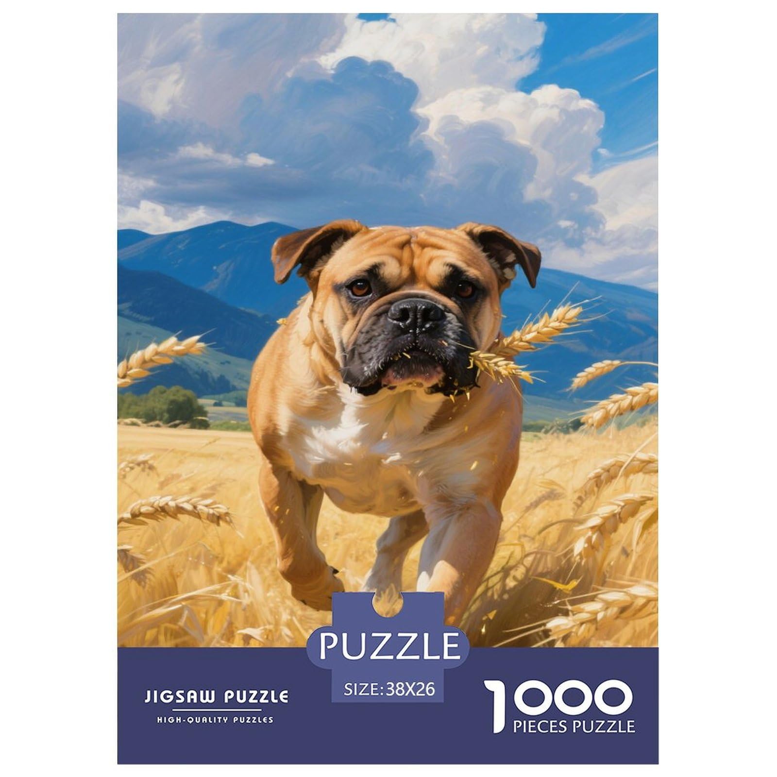 Puzzle Bulldog 1000 Pieces Challenge Toy for Adults,Wheat Field Impossible Jigsaw Puzzles 1000 Pieces Educational Game Home Decoration 38x26cm/1000pcs