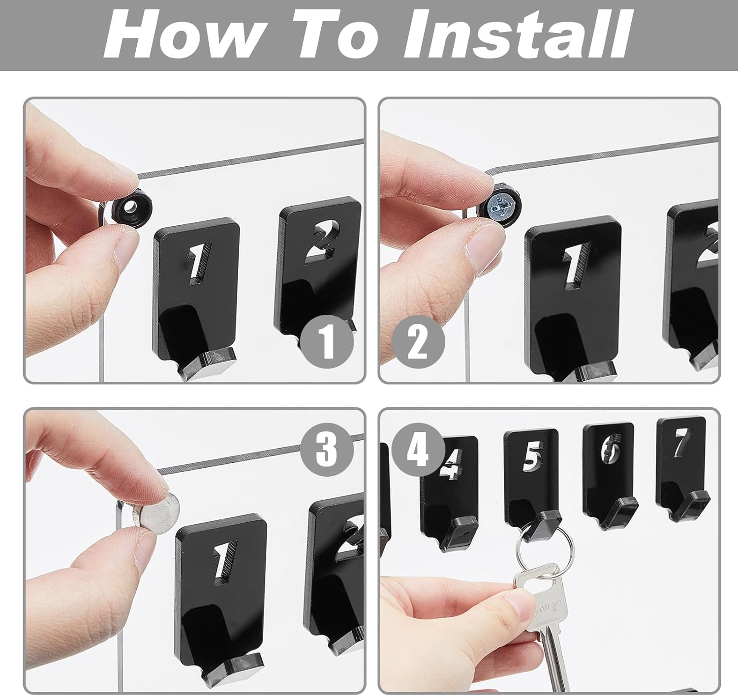 Beeveer Acrylic Key Board with 100 No. Hooks Wall Mount Key Rack Holder Hanger Storage Collection for School, Garage, Car Dealer, Office, Hotel, Real Estate(Transparent)