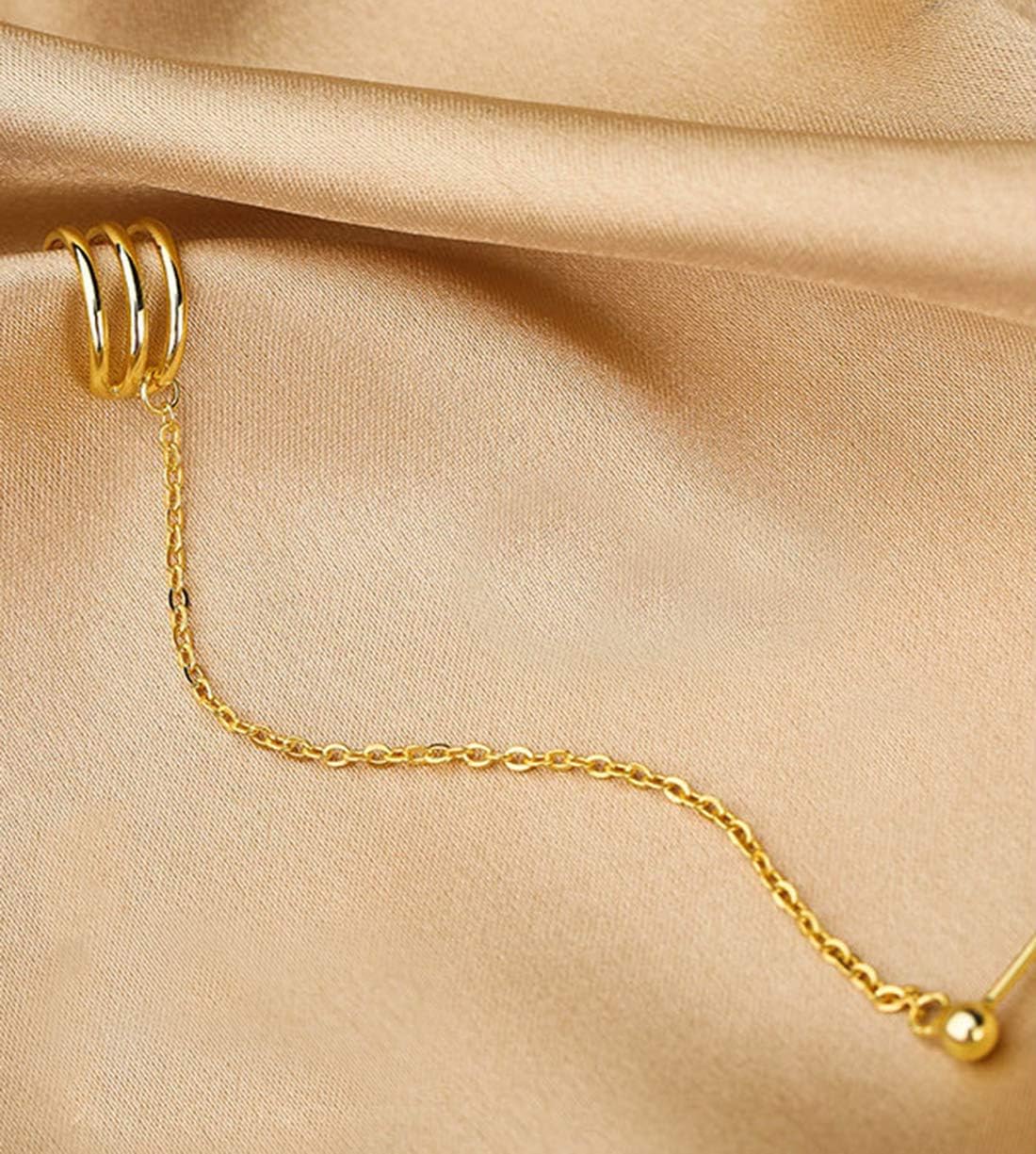 SLUYNZ 925 Sterling Silver Cuff Earrings Chain for Women Crawler Earrings Studs - Image 4