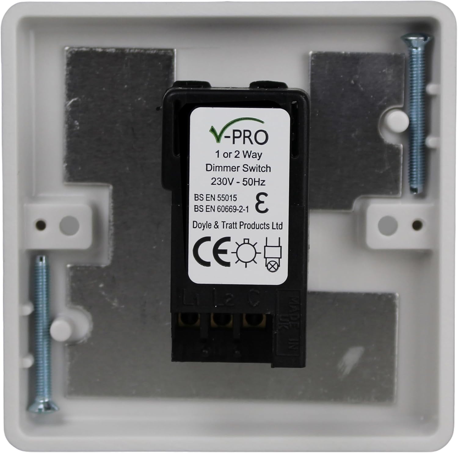 Varilight V-Pro single rotary LED dimmer with white plate and knob