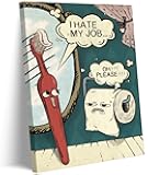 Funny Bathroom Canvas Wall Art Toothbrush And Toilet Paper Painting Picture Wall Decor Vintage Colorful Humor poster print Artwork for Bathroom Restroom Home Decoration