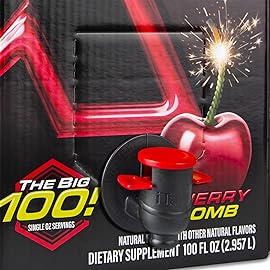 XMODE Extra Strength Energy Shots on Tap - Cherry Bomb Flavor, Sugar Free, 150mg Caffeine per oz, B12, 100 (1oz) Servings, Dispenser with 2 Refillable Bottles