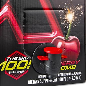 XMODE Extra Strength Energy Shots on Tap Cherry Bomb Flavor, Sugar Free, 150mg Caffeine per oz, B12, 100 (1oz) Servings, Dispenser with 2 Refillable Bottles