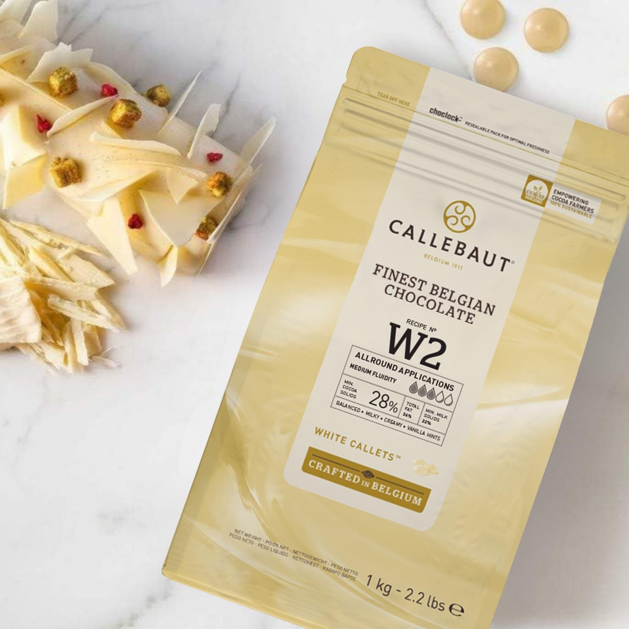Callebaut W2 pépites de Chocolat Blanc (callets) Lot de 3 x 1kg