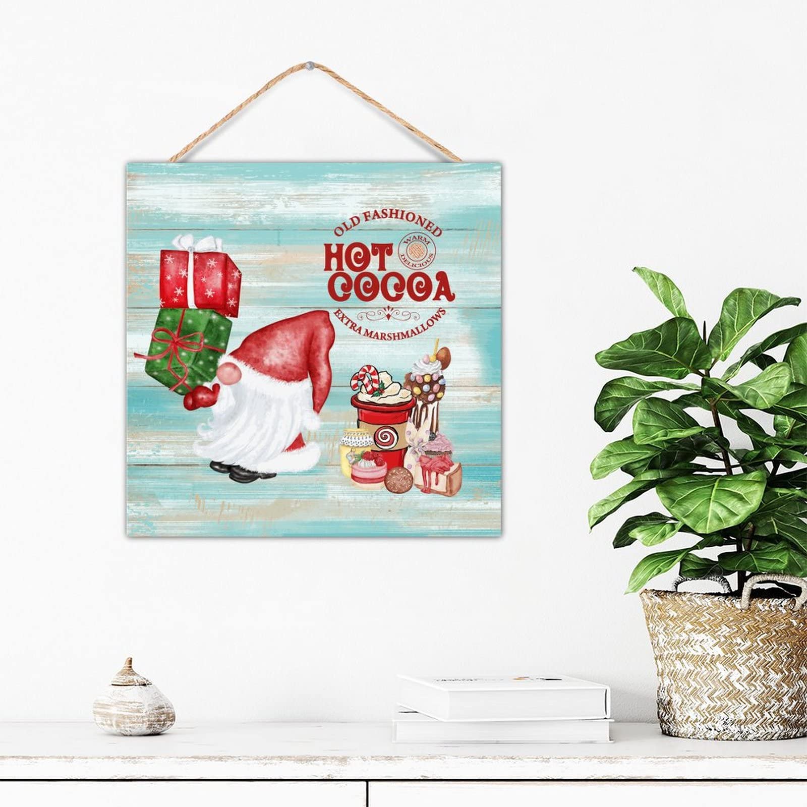 Nain de Noël en bois noble, décoration murale de table moderne pour chalet raffiné