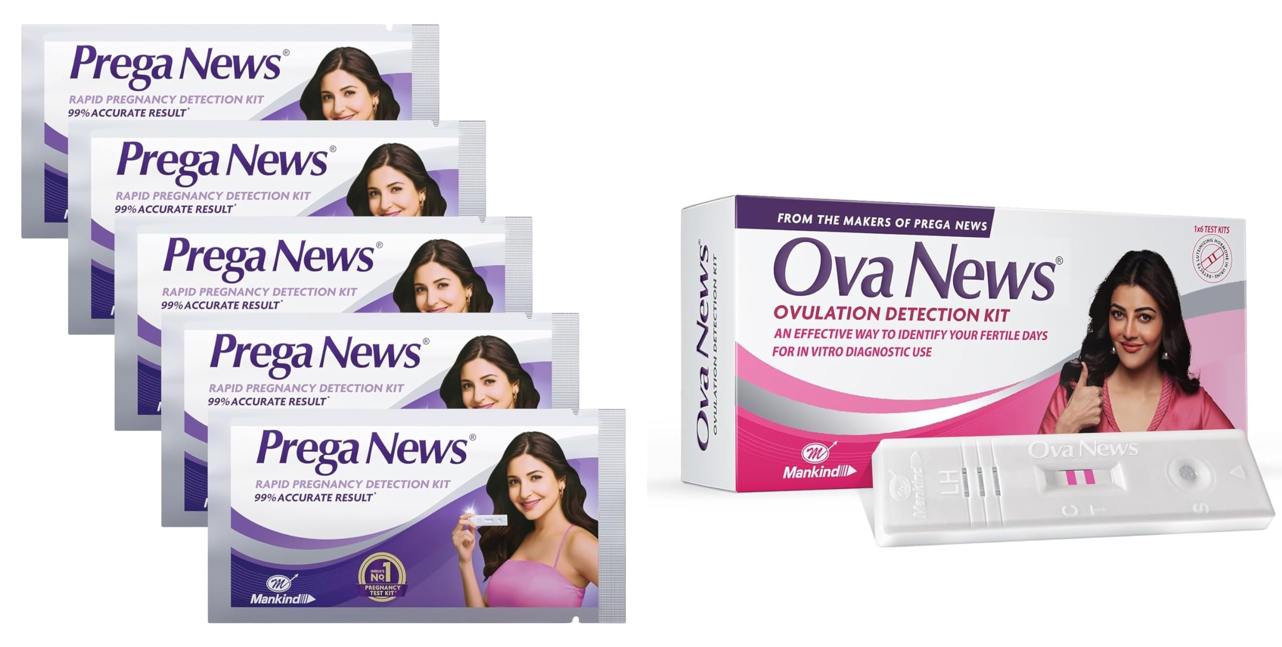 Prega News (5 packs) & Ova News Combo | Easy to Use Test Kits | Accurately Track Ovulation & Detect Pregnancy (B0D1VLD7J4) Amazon Price History, Amazon Price Tracker