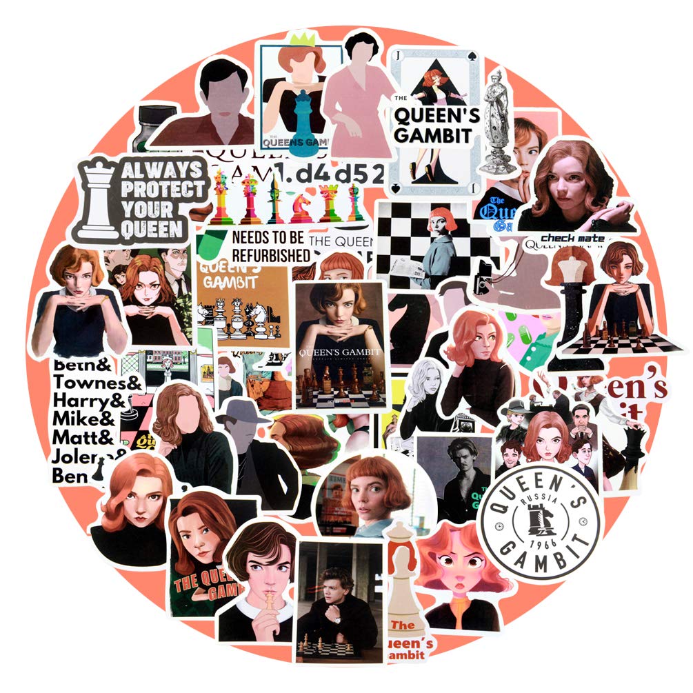 The Queen's Gambit Sticker,50PCS DIY Laptop Decal Stickers for Water Bottles.Waterproof Vinyl Decal Sticker for Phone,Computer,Notebook,Cars,Bicycles,MacBook (The Queen's Gambit)