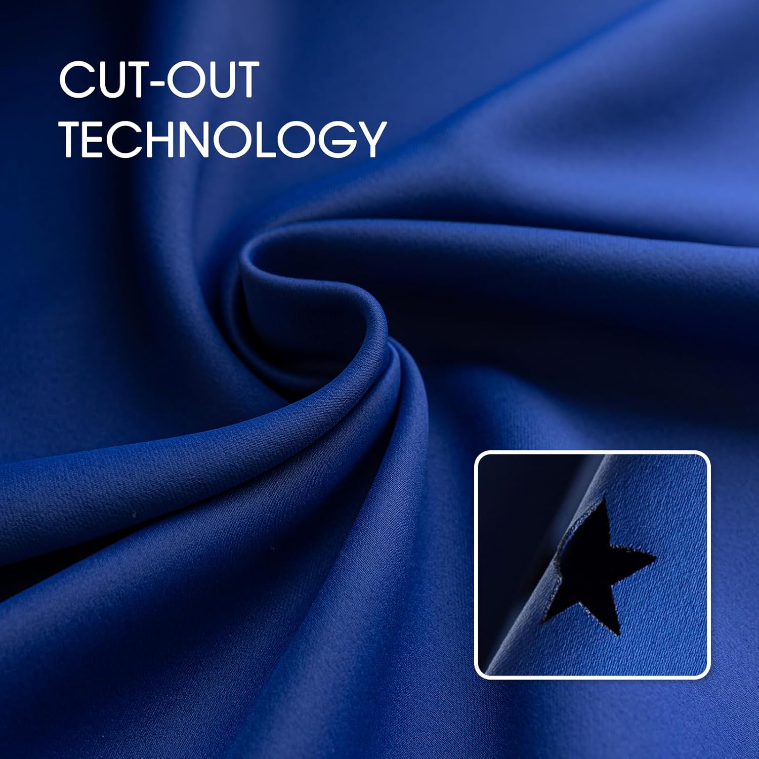 Anjee Cutout Stars Curtains for Kids Room 2 Panels Romantic Sparkle Starry Sky Space Theme Light-Filtering 84 inches Length Blackout Windows Curtains, Royal Blue