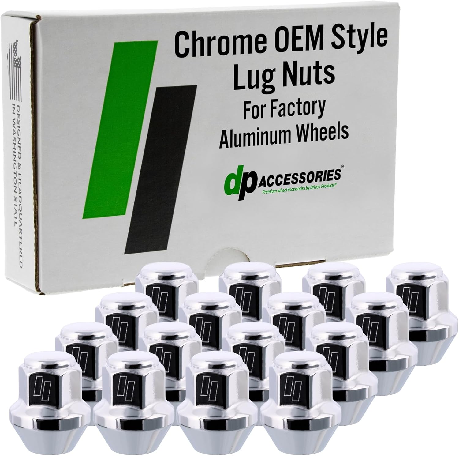 DPAccessories Lug Nuts Compatible with 2011-2019 Ford Fiesta | Chrome OEM Style | Factory Aluminum Wheels Only | Set of 16 Wheel Nuts | DFOFIE06F-CH/1