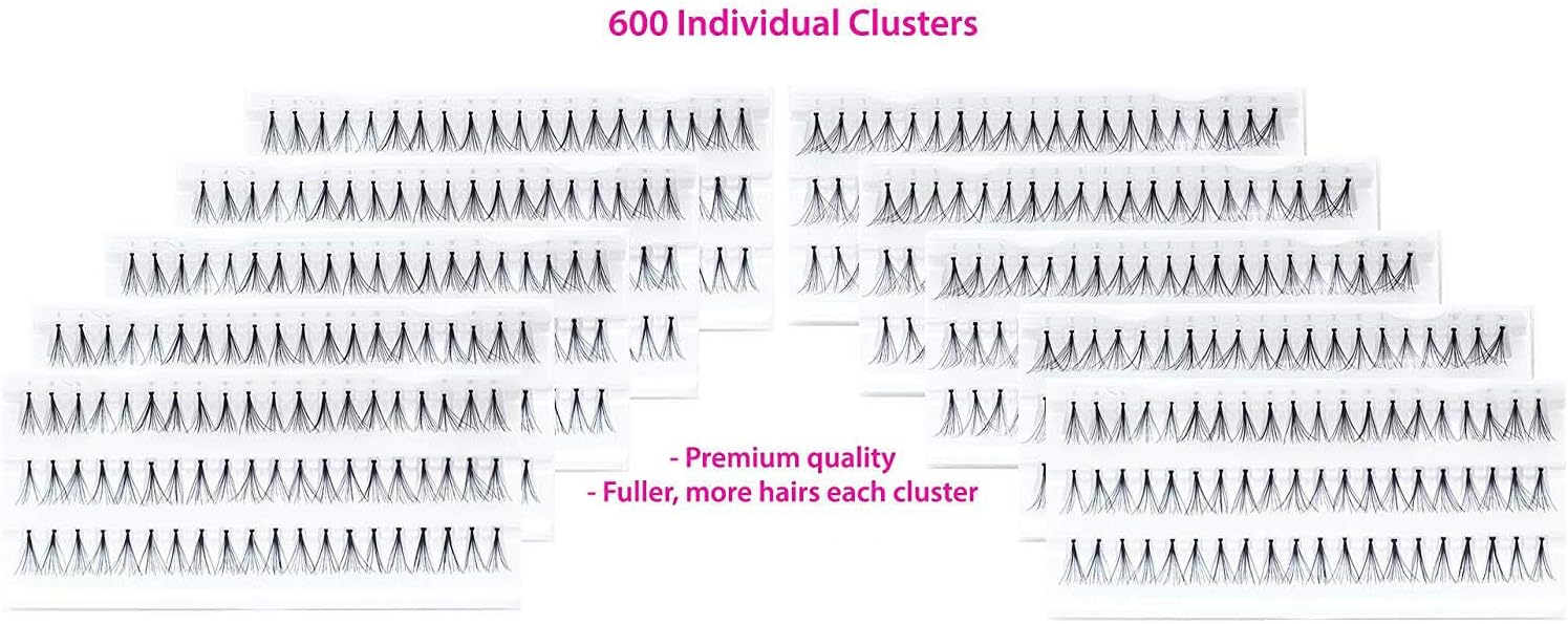 600 PCS Individual CLUSTERS LASHES Medium and Long Length -Premium High Quality False Eyelashes lashes compared to popular name brands