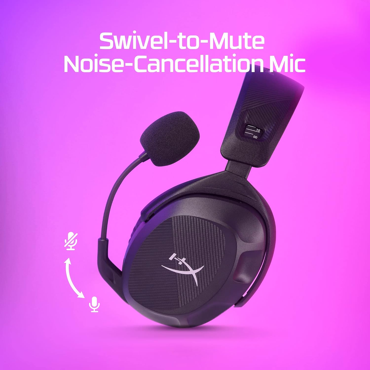 HyperX Cloud Stinger 2 Wireless Gaming Headset with its swivel-to-mute noise-cancelling microphone