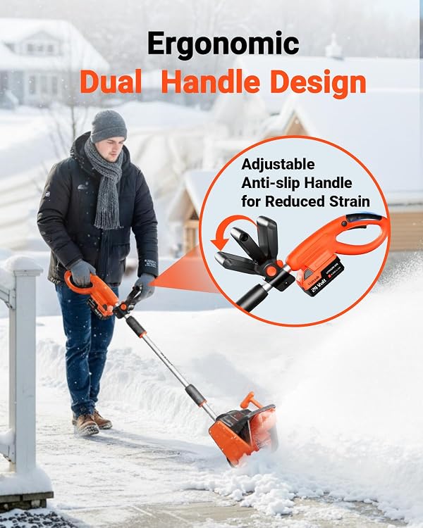 VOLTASK Cordless Snow Shovel Brushless, 24V 13 Inch Cordless Snow Blower, Electric Snow Shovel with Directional Plate & Adjustable Front Handle (4-Ah Battery & Quick Charger Included) by VOLTASK - Image 7