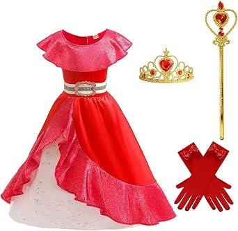 Red Princess Costume for Girls Cosplay Party Dress with Accessory for 3T-12