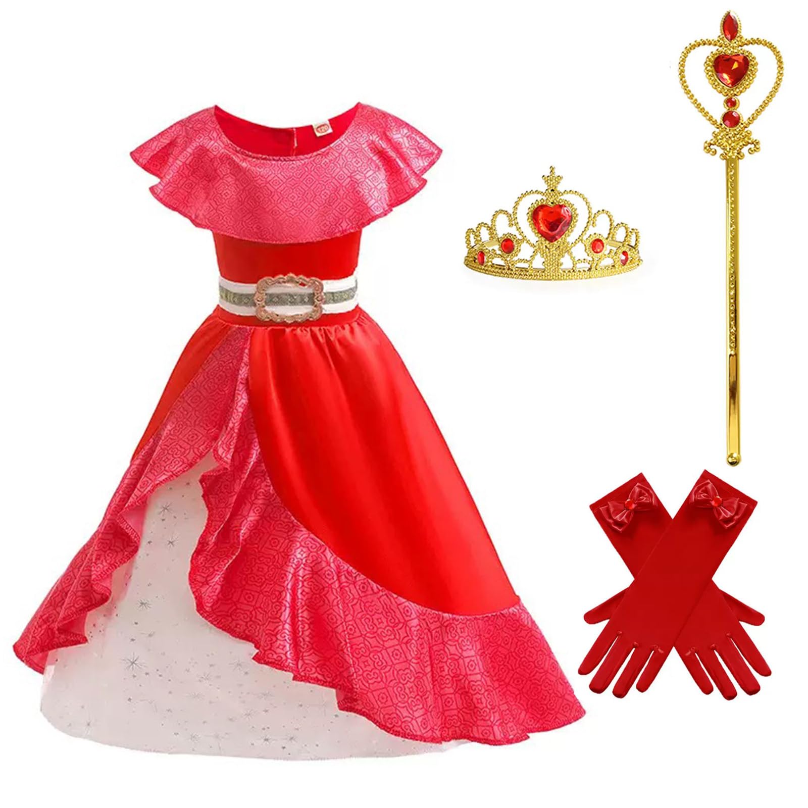 Princess Costume for Girls Halloween Cosplay Dress Up Birthday Party Outfit with Accessories for 3T-12