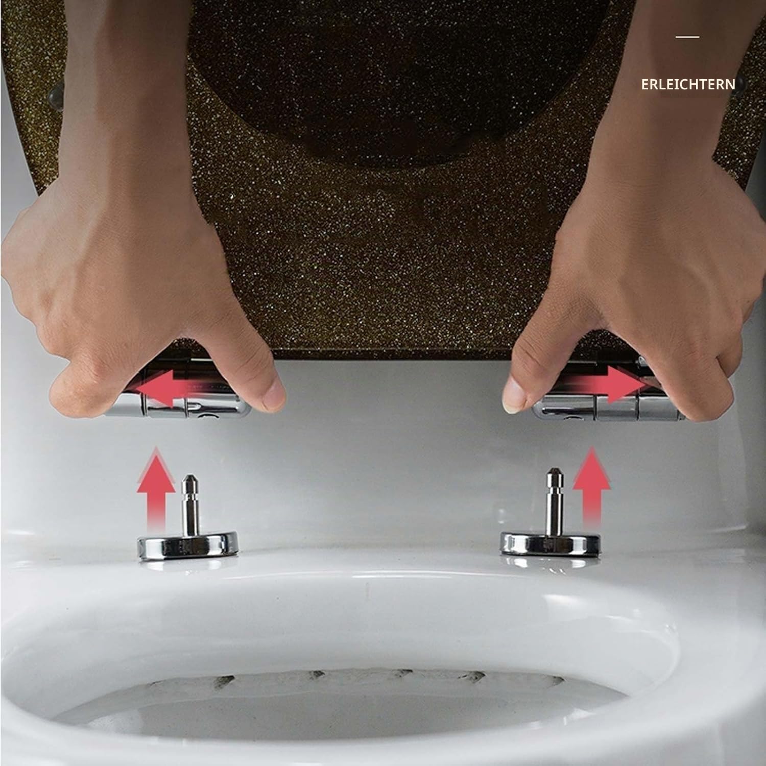 Flash-Toilettensitz mit Absenkautomatik und Schnellverschluss(Gold)