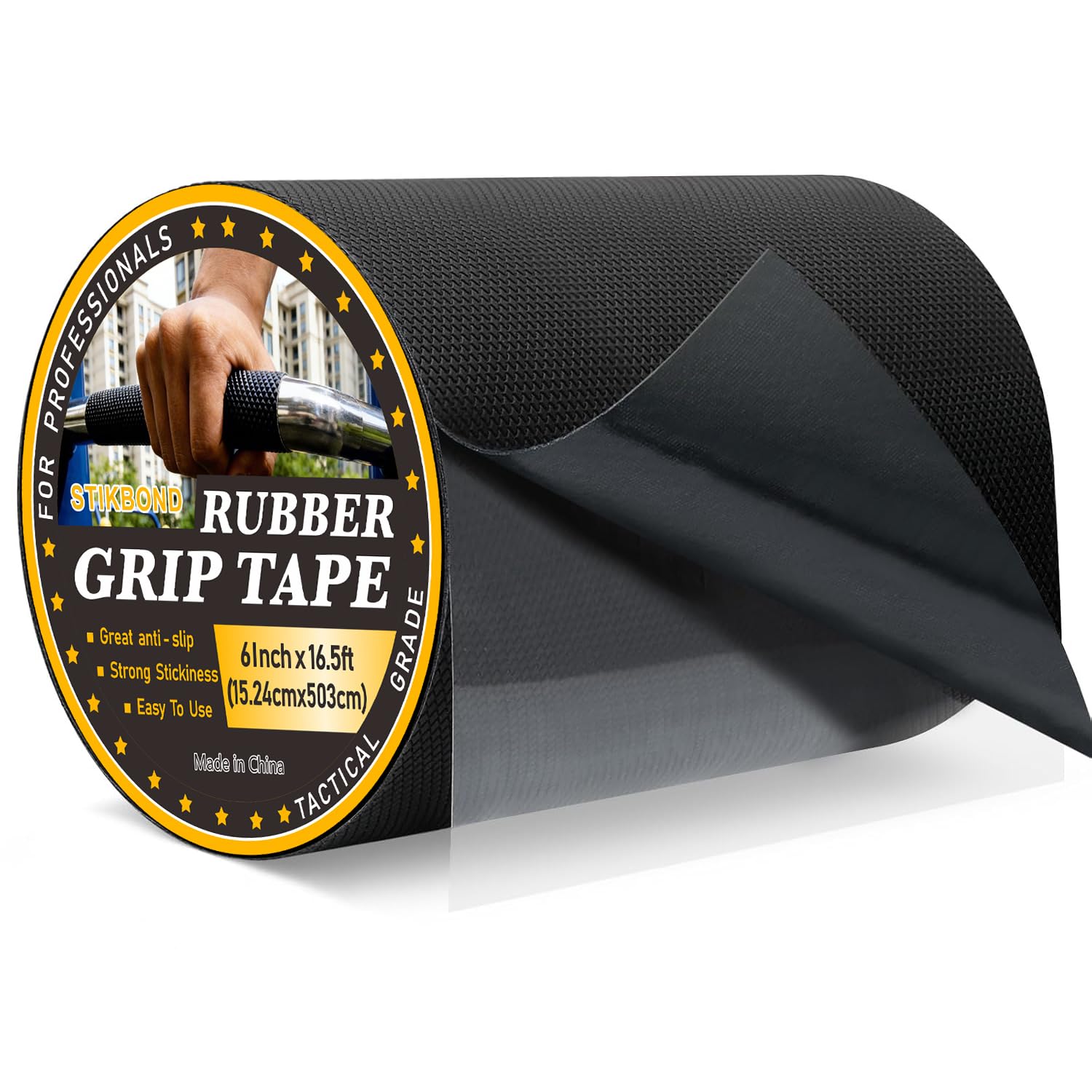STIKBOND 150MM x 5M Rubber Grip Tape 1-Pack Anti-Slip Safety Tape with High Density Rubber Material for Tools,Bike Handlebars, Sports Equipment and Handrails (Rubber Grip Tape)