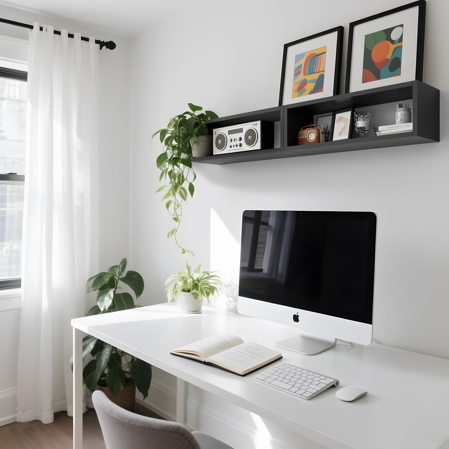 Kaboon 24in Floating Cube Shelves Set of 2, Display Shelves Wall Mount, Decorative Hanging Shelves for Kitchen Living Room Office,(Black, Rectangle 2 Cubes) Rectangle-Set2 Black