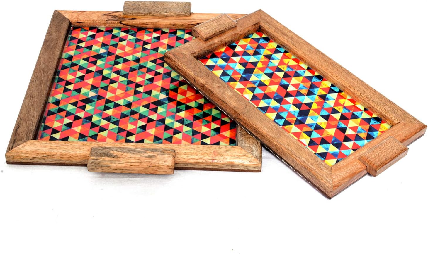 Beautiful Handmade Wooden and Anemal Tray Set of 2 Serving Tray Home Decor