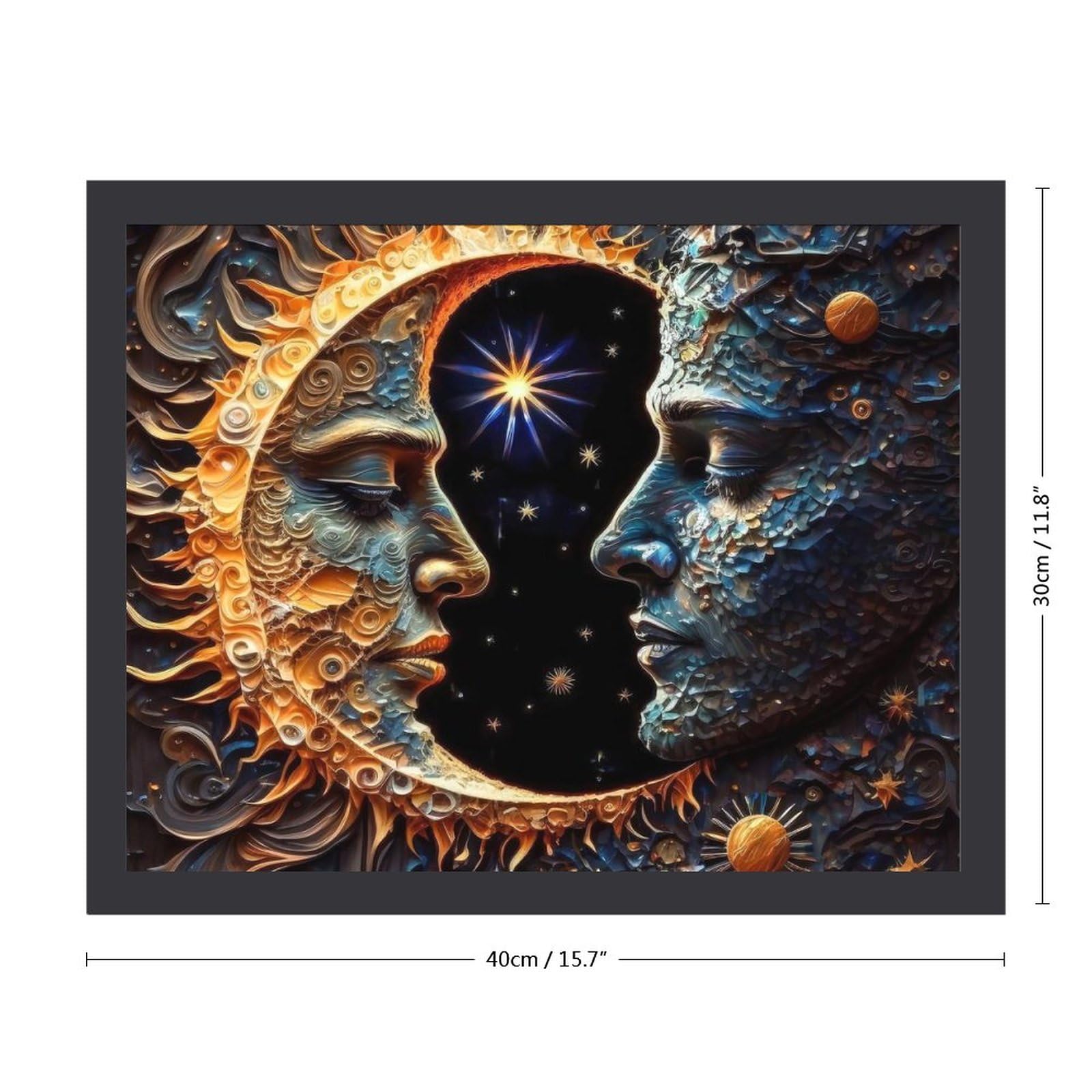 Amazon.co.jp: 月と太陽の顔 絵画 絵 超現実的な壁画 ロマンチックな