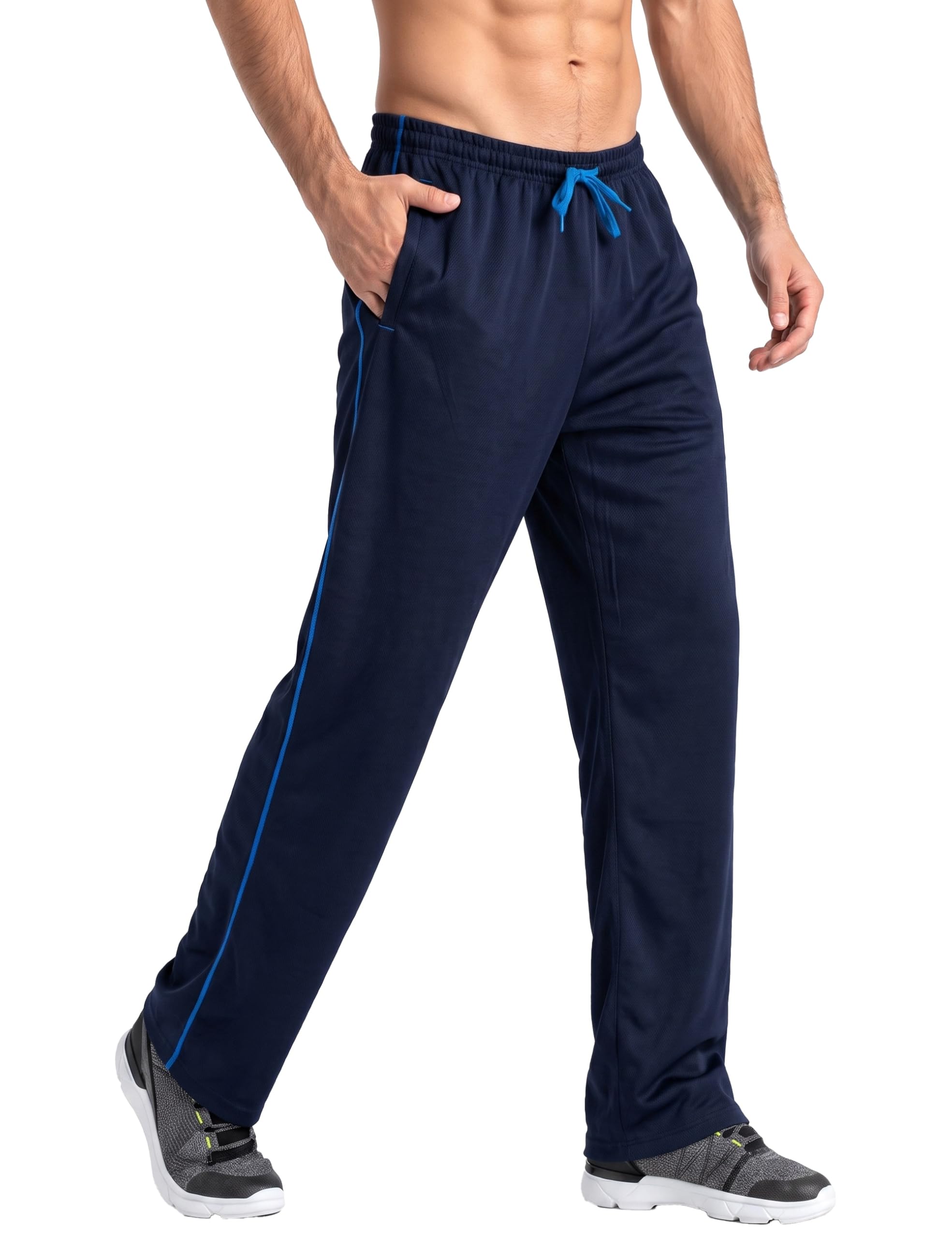 MAGCOMSEN Herren Jogginghose Trainingshose Sporthose Lang Mesh Freizeithose | Mesh Stoff Atmungsaktiv Stretch Robust, Sporthose für Gym Lauf Training, Leicht Für Alltag, Taschen Praktisch
