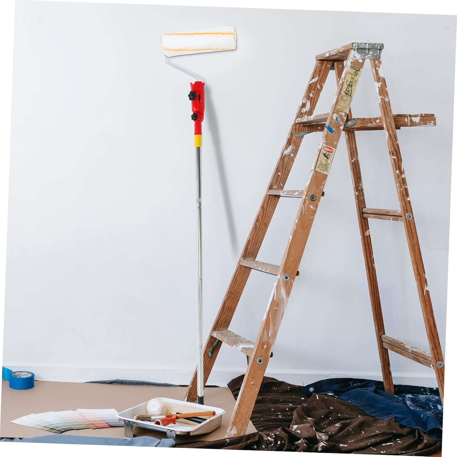 Multi Angle Paint Brush Tool with Clamp Telescopic Rod for Easy Installation High Ceilings Corners Edges Versatile Roller Compatibility Rotating Holder