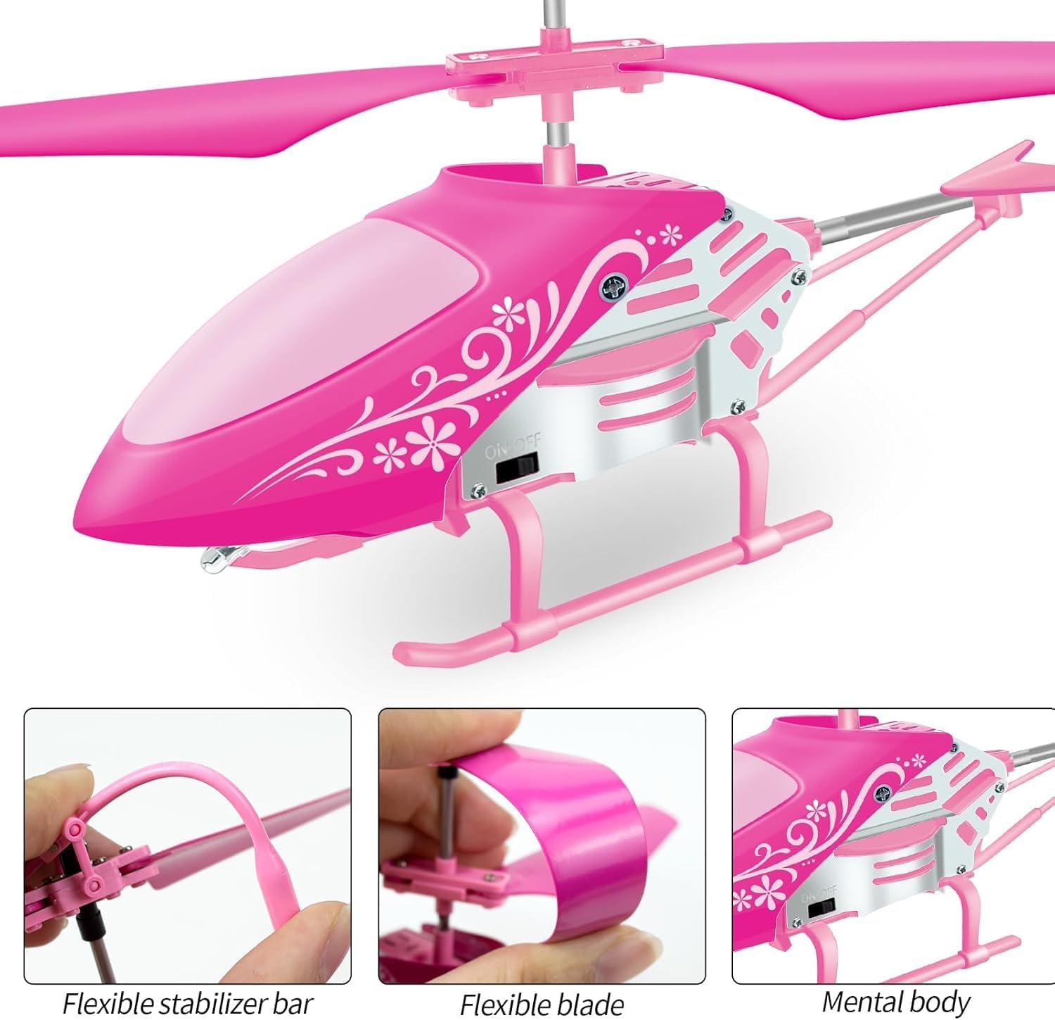 Remote Control Helicopter for Kids, Pink Rc Helicopters Toys for Girls 8-10 11 12 Years Old Gifts, 2.4GHz 3.5 Channel Rc Helicopter Drones with LED Light for Kids Beginner- Easy to Fly Indoor