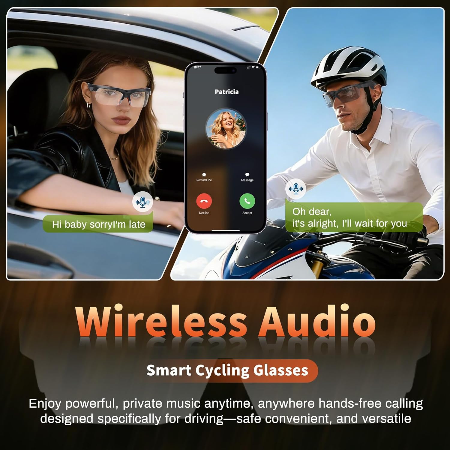 Condition photo showing New/Like New for ai smart cycling glasses with camera 4k (photochromic: transparent to black)