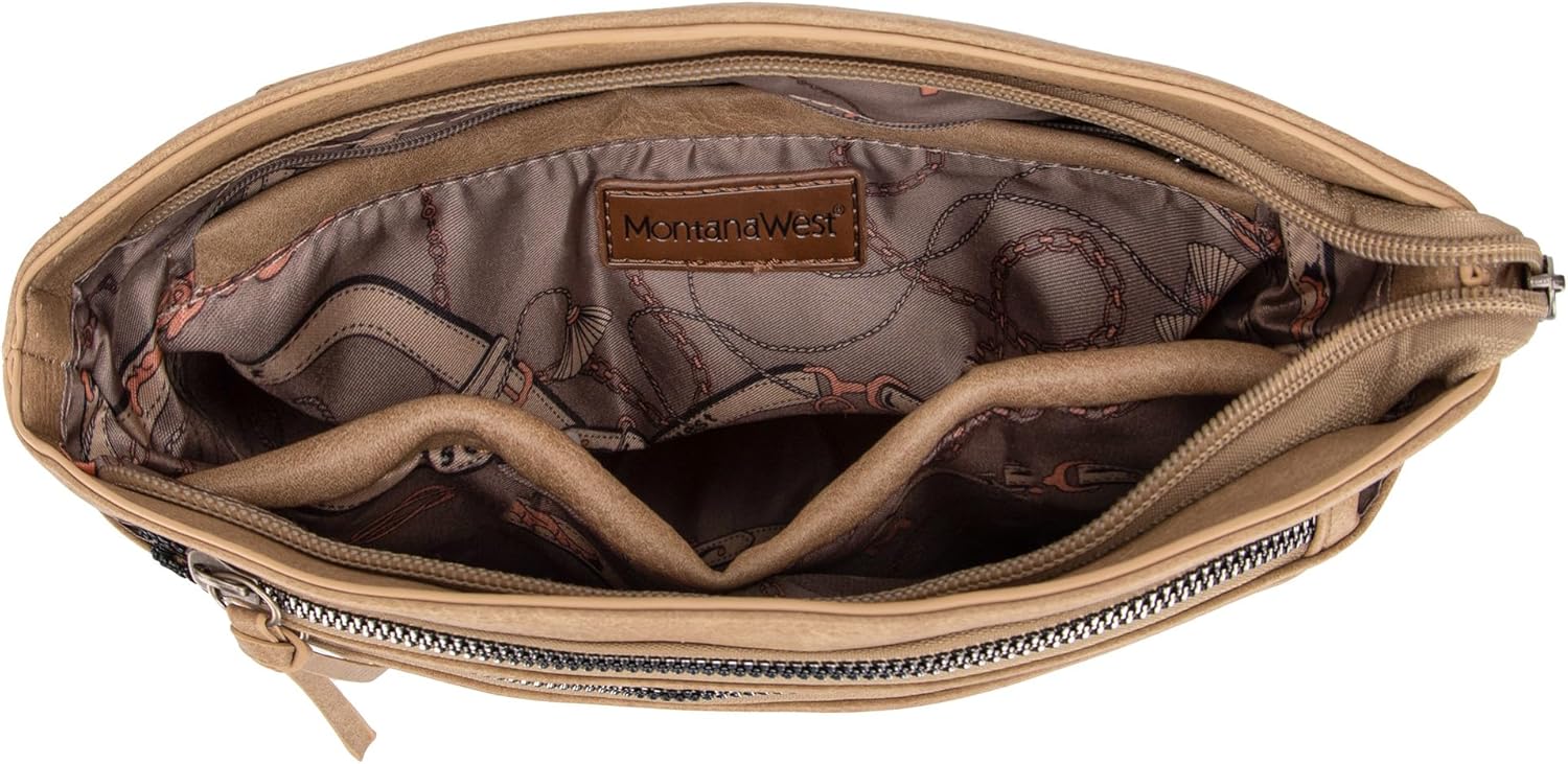 Montana West Multi Zip Pocket Large Crossbody Bag With Guitar Strap - Image 5