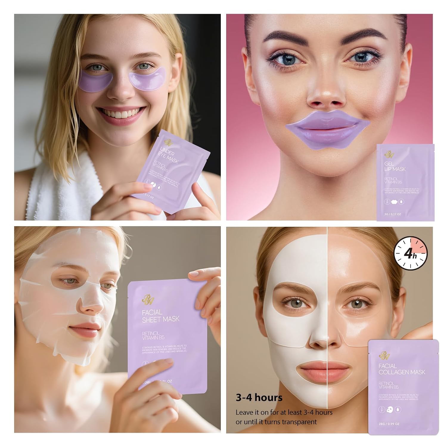 55 Pcs Valentines Day Gifts for Women, Lavender Face Sheet Mask Pack, Hydration Skin Care Kit, Overnight Gel Mask, Clay Mask, Hyaluronic Acid Face Serum, Christmas, Birthday, Mother Day