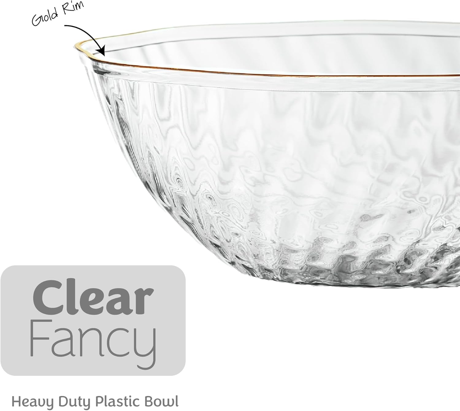 PLASTICPRO 30 Pack Elegant Plastic Plates 14 ounce Bowls Clear with Gold Rim Spiral Design Disposable Plastic Dinner Bowls - Image 7