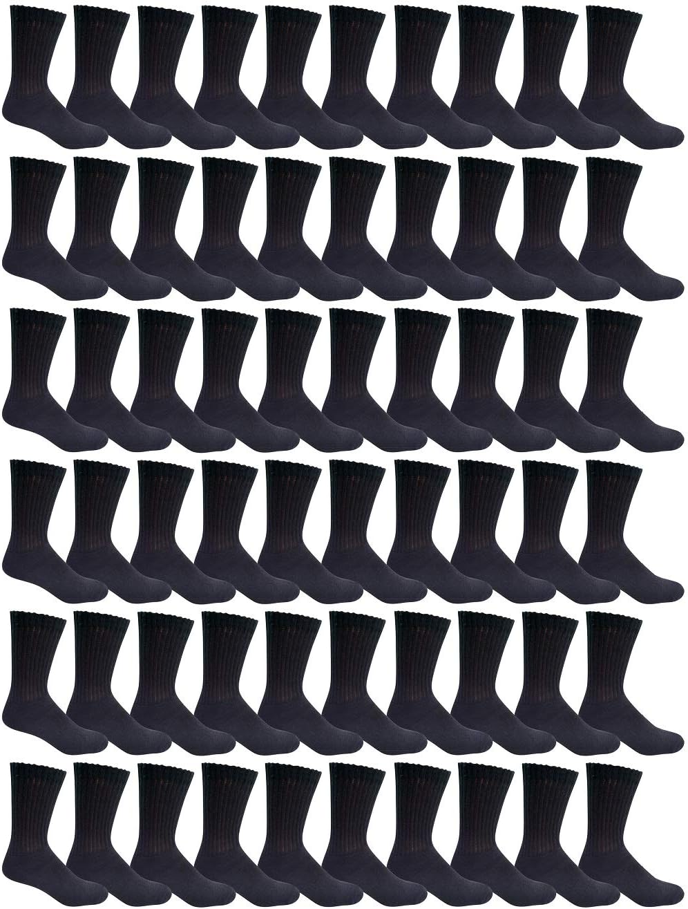 180 Pairs Case of Mens Sports Crew Socks, King Size 13-16, Wholesale Bulk Pack Athletic Sock, by WSD