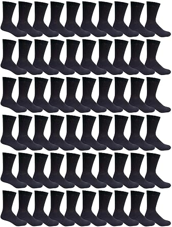 180 Pairs Case of Mens Sports Crew Socks, King Size 13-16, Wholesale Bulk Pack Athletic Sock, by WSD